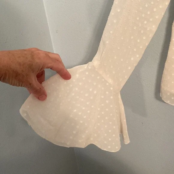 Chelsea 28 cream swiss dot sheer ruffle blouse size M - Picture 4 of 4